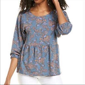 Bobeau Peplum Blouse Top sz XS Terracotta NEW # G540